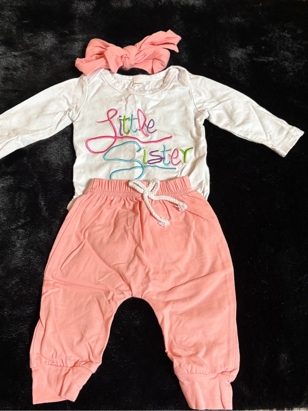 Children's Coral Headband and Pants Set - Little Sister